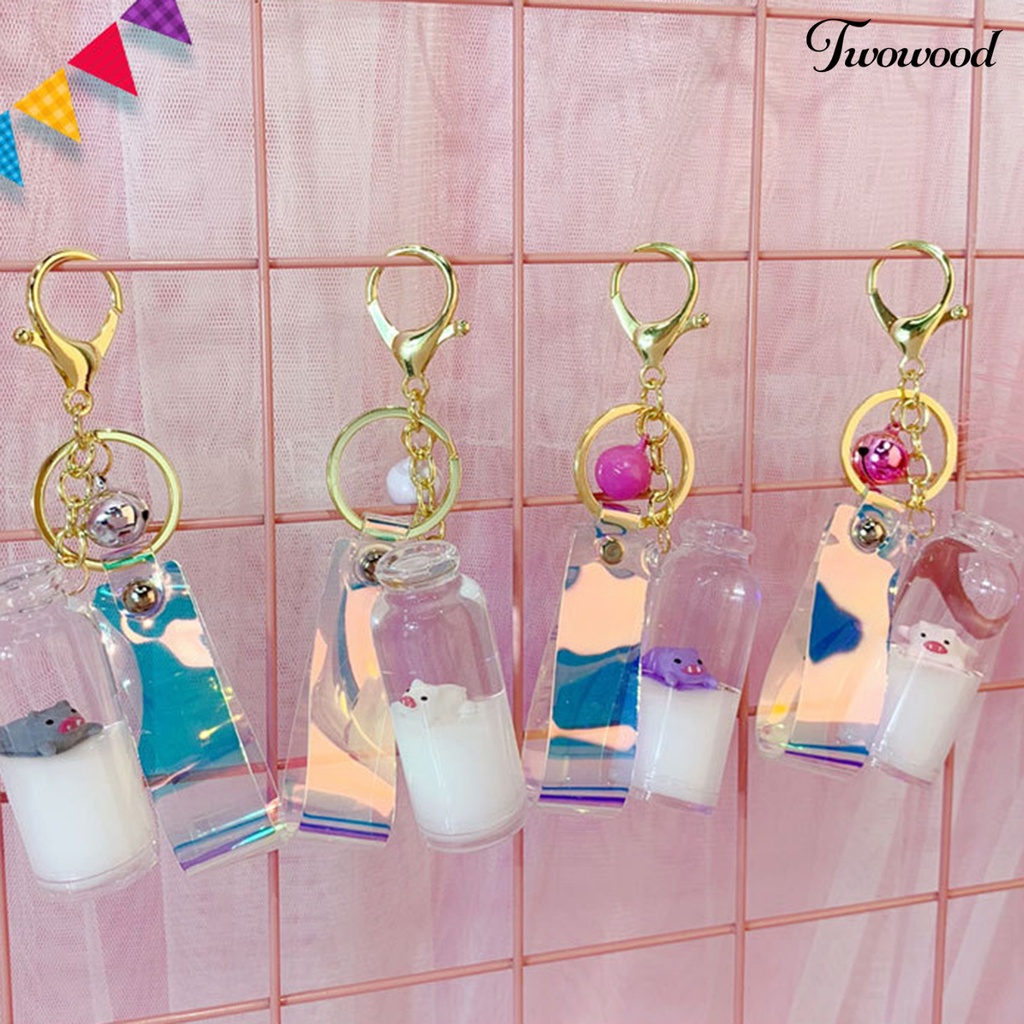 Twowood Gantungan Kunci Bentuk Botol Susu + Tali Lanyard Holografik