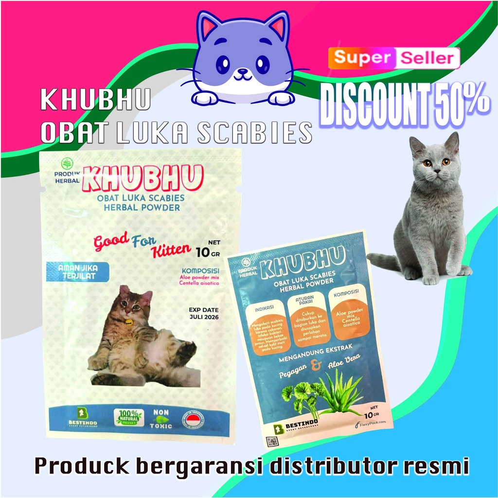 Obat kucing Obat Hewan Obat Tabur Mengobati Luka Scabies Koreng Eksim Demodex Berbahan HERBAL KHUBHU