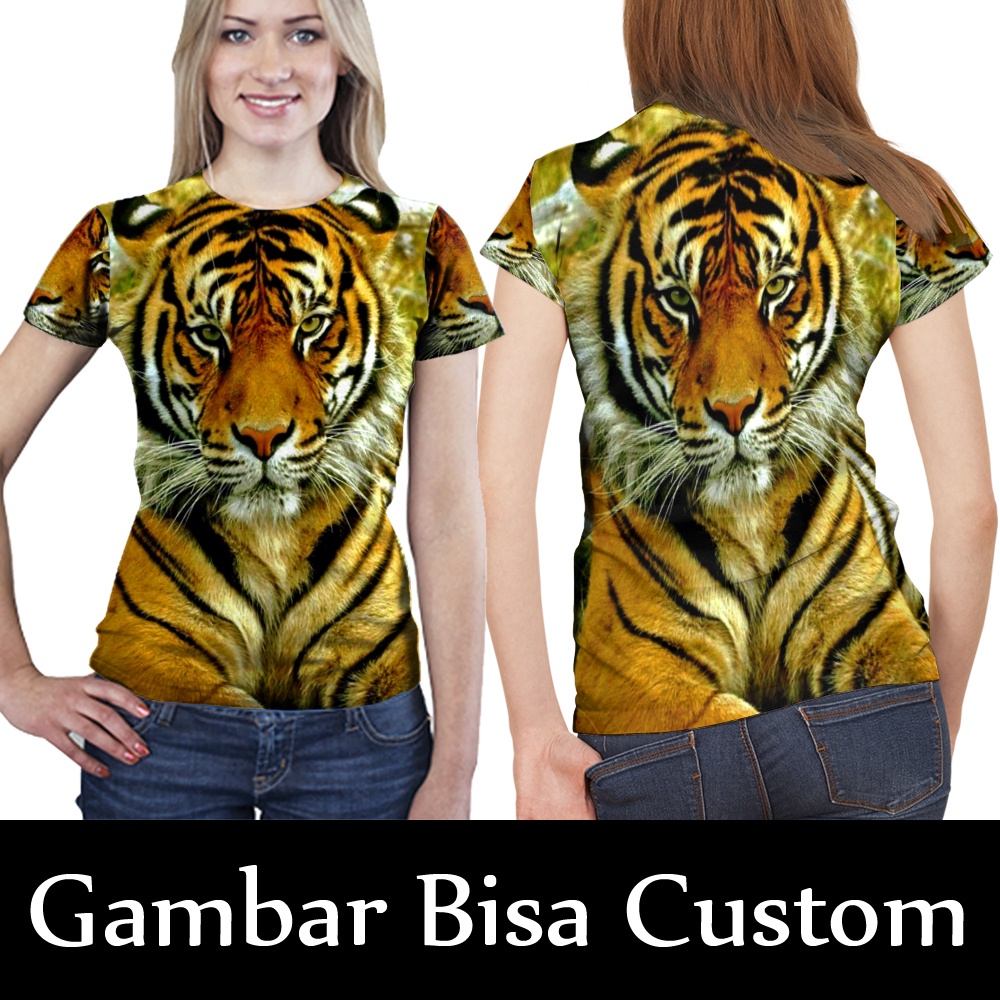 Kaos Harimau / Baju Gambar Harimau / Kaos baju T-shirt Wanita Harimau Tiger / T-shirt Macan / Kaos W