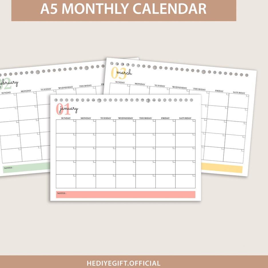 

[KODE TESPD] A5 Loose Leaf I Monthly Calendar