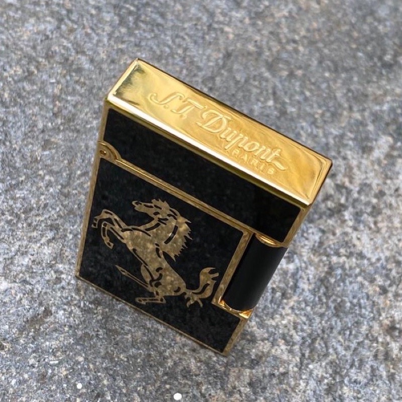 Korek Api S.T Dupont Hitam Gold Motif Kuda Super Premium