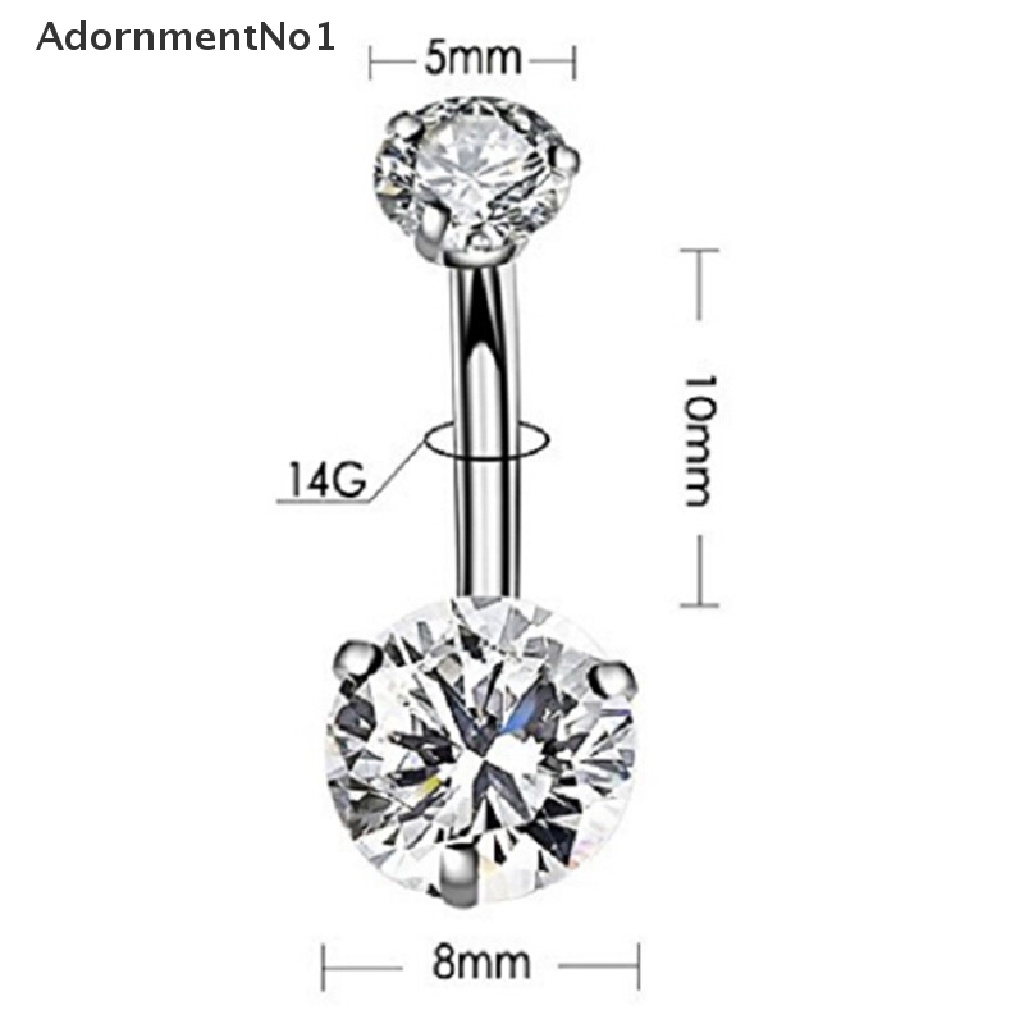 (AdornmentNo1) 7pcs / Set Cincin Tindik Perut / Pusar Bahan Stainless Steel Hias Kristal Untuk Wanita