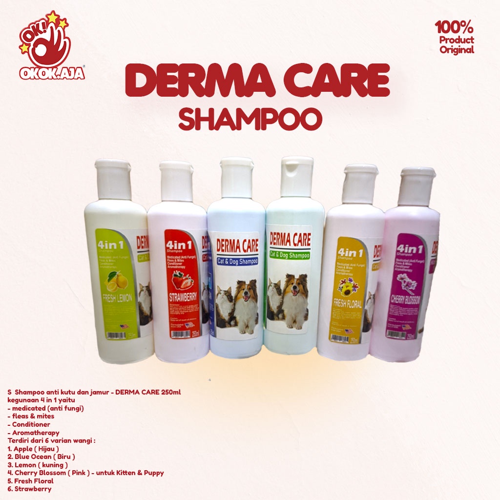 Shampoo wangi anti kutu dan jamur untuk kucing atau anjing - DERMA CARE 250ml