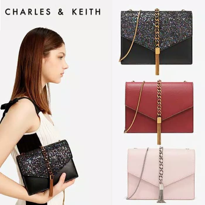 Charles n Keith sling bag Tas Wanita - Merah