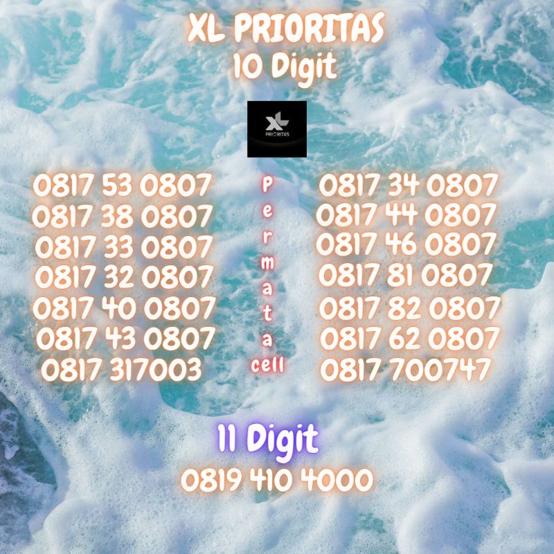 XL PRIORITAS - XL NOCAN - XL NOMOR CANTIK - XL NOMER CANTIK - XL 10 DIGIT