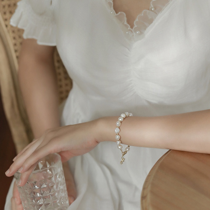 Gelang Tali Mutiara Dengan Liontin Lebah Bahan Zirkon Untuk Wanita