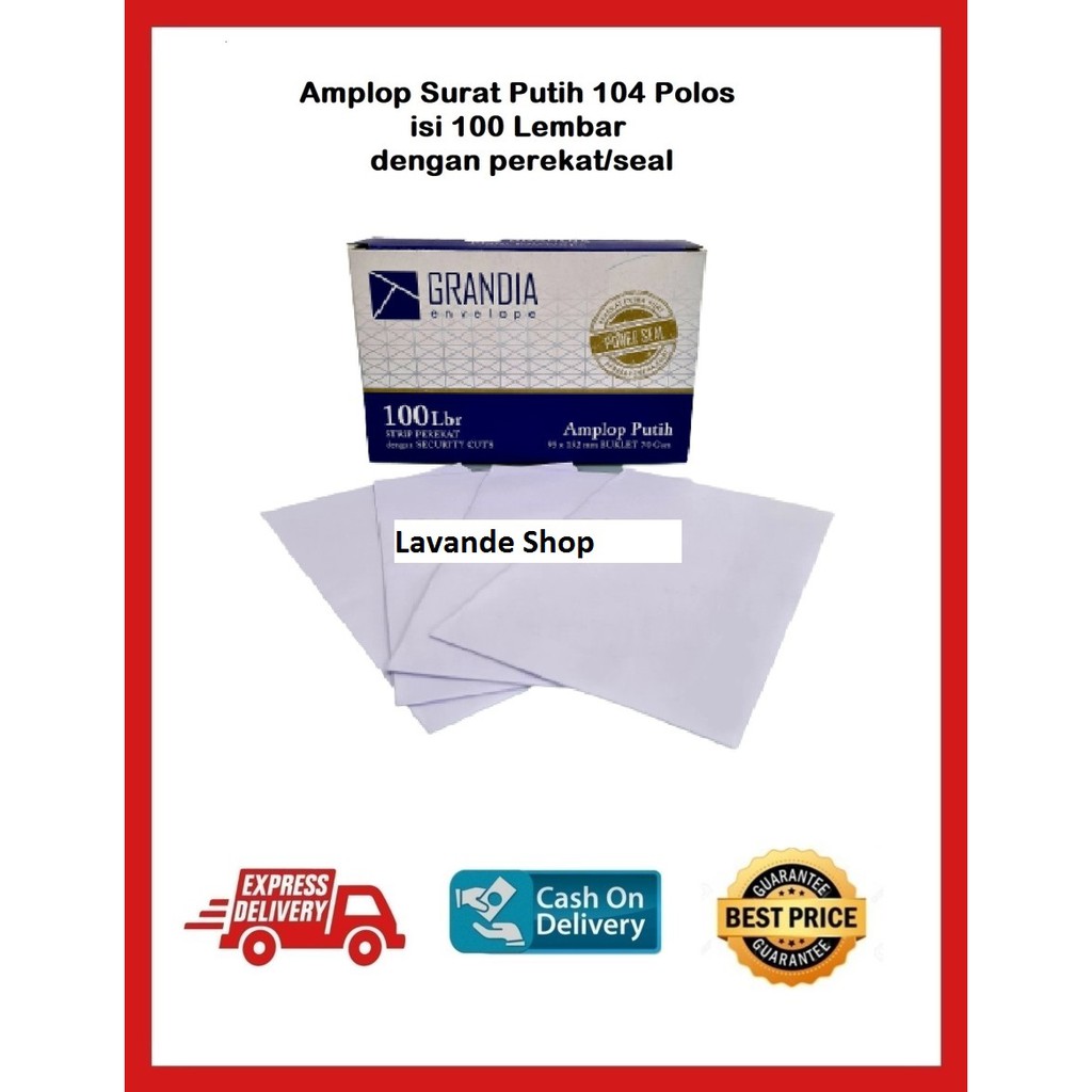 

1 BOX AMPLOP SURAT PUTIH 104 POLOS / AMPLOP PUTIH GRANDIA 104 / AMPLOP PUTIH ISI 100 DENGAN PEREKAT