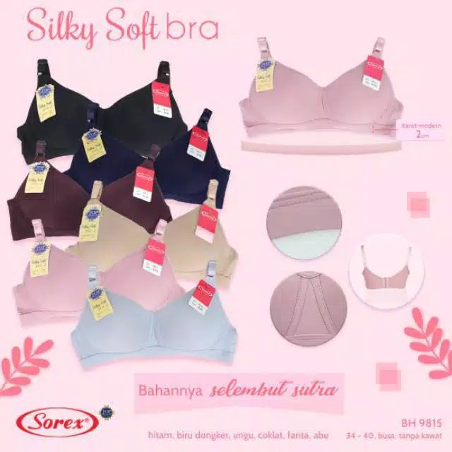 original BH Bra Tanpa Kawat Busa Tipis Lembut Silky Soft Sorex 9815 garansi termurah