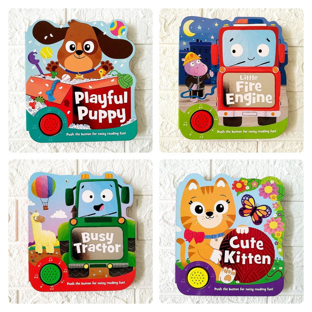 BUKU ANAK || BUKU IMPORT || SOUNDBOOK PLAYFUL PUPPY, BUSY TRACTOR, CUTE KITTEN, LITTLE FIRE ENGINE