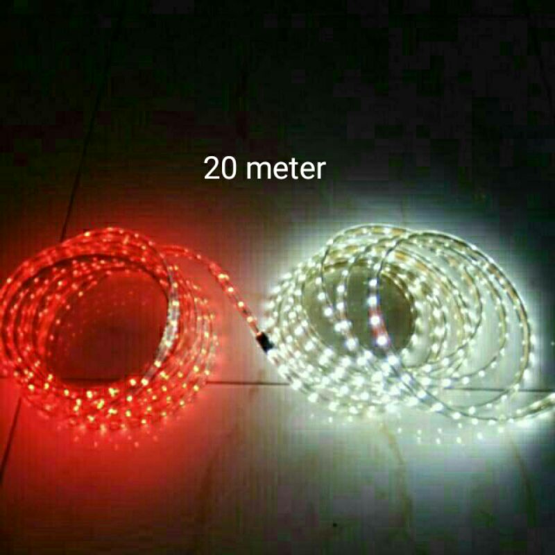 LAMPU LED STRIP MERAH PUTIH PANJANG TOTAL 20 METER + ADAPTOR