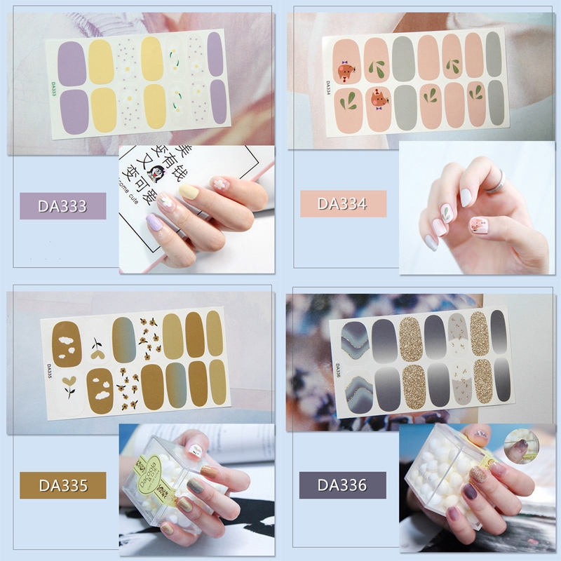 Da321-340 14pcs/lembar Stiker Kuku Palsu 3d Bronzing Untuk Nail Art Diy