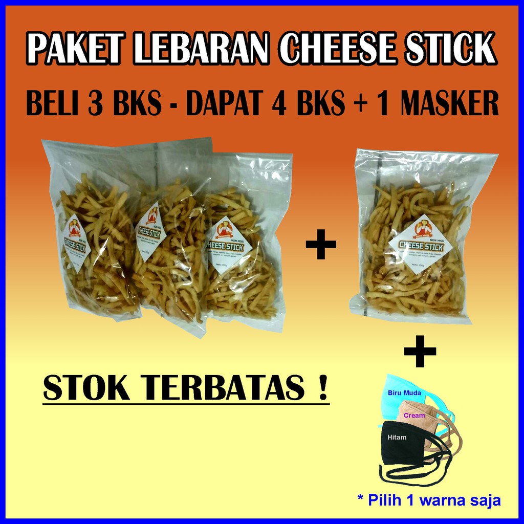 

PAKET LEBARAN KUE KERING CHEESE STIK KEJU CHEDDAR 200 GR