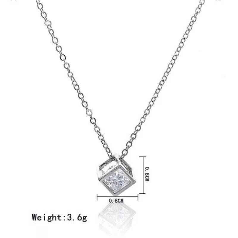 Medan Termurah kd14 korean style kalung kotak cantik/Kalung wanita Crystal Berlian Fashion Model cantik import