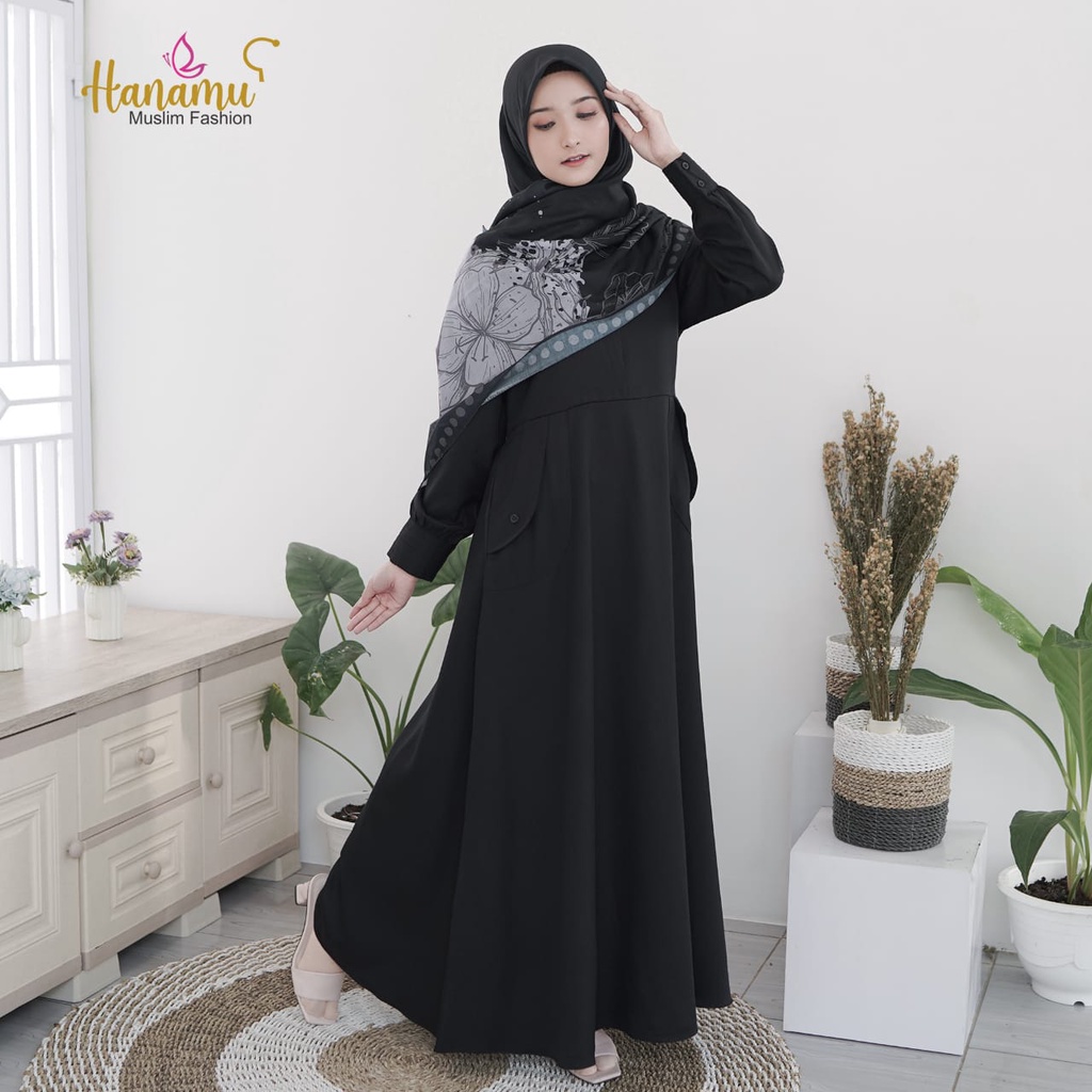 MARISKA DRESS GAMIS DAILY HANAMU GAMIS MURAH DAN NAYAMAN-Hitam