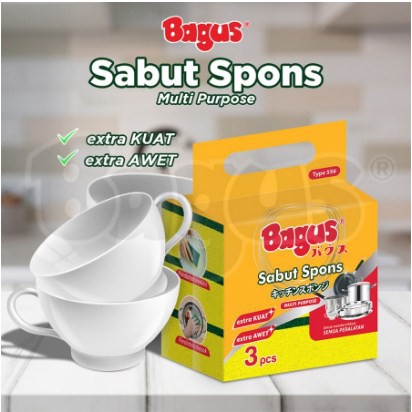 BAGUS Sabut Spons Serbaguna / Sponge cuci piring 556 isi 3pcs