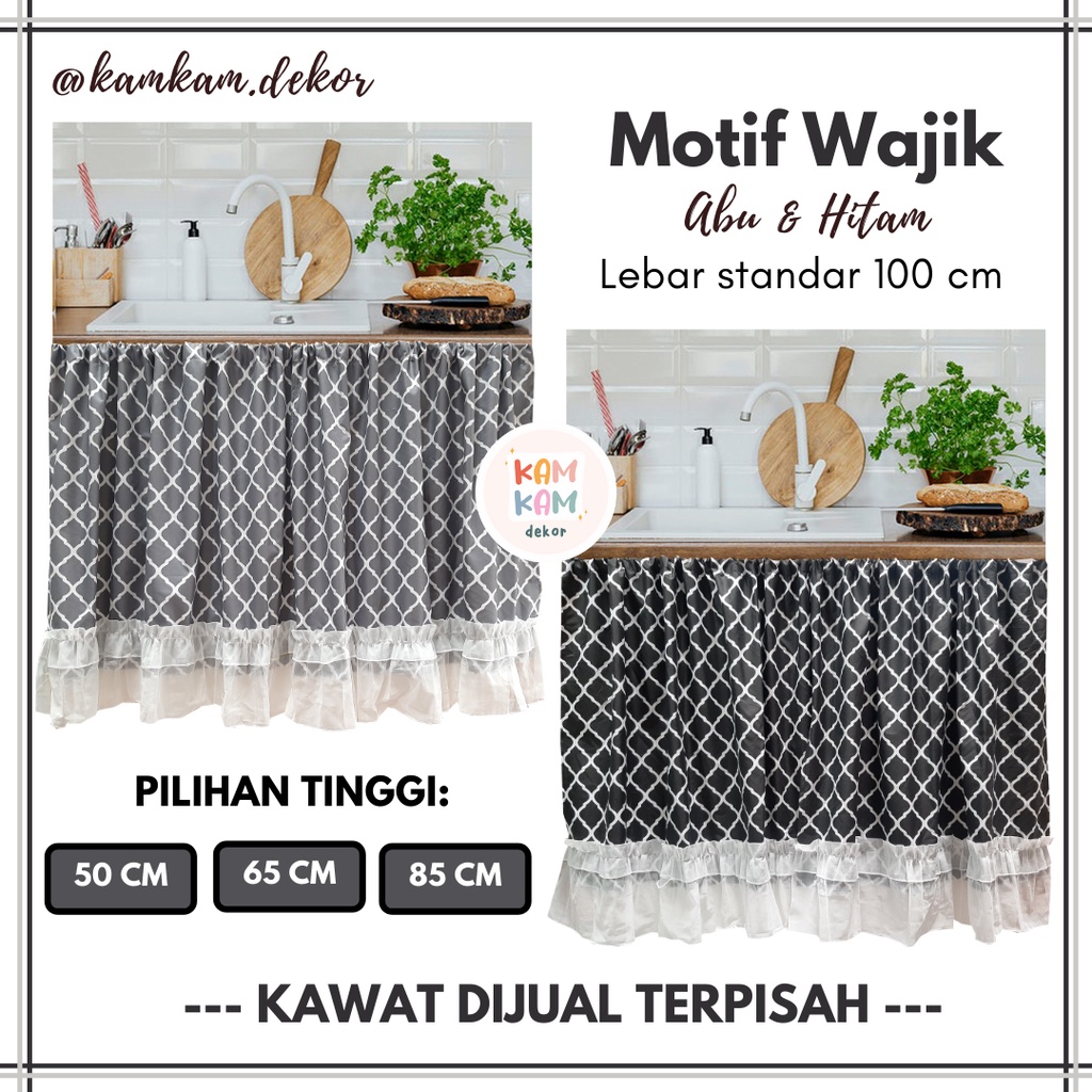 Gorden Kolong Dapur Motif Wajik Korden Wastafel Murah Tirai Meja Dapur