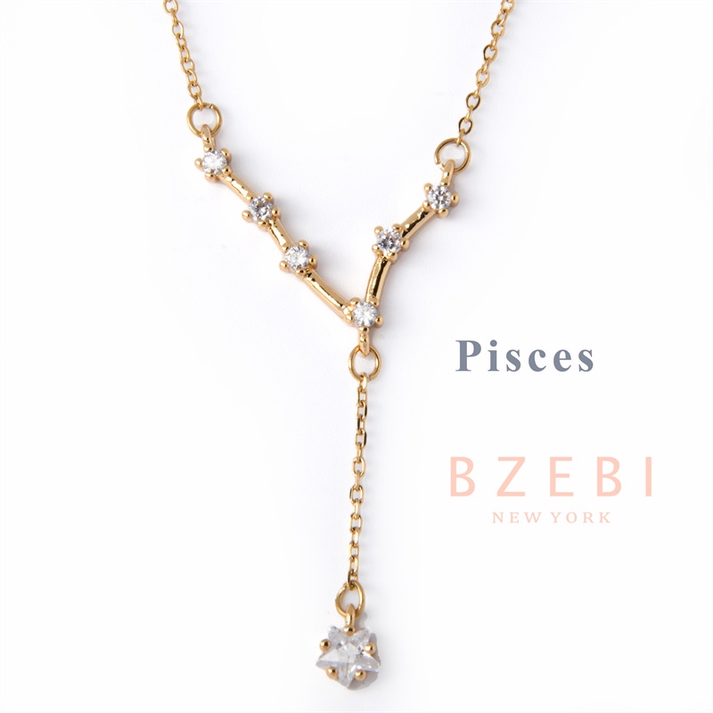Kalung Liontin 12 Rasi Bintang Bahan Titanium Steel 18k Gold 800n Gaya Korea Untuk Wanita