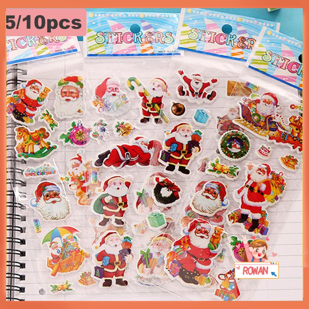 5 / 10 Lembar Stiker Desain Santa Claus Natal Untuk Dekorasi Notebook