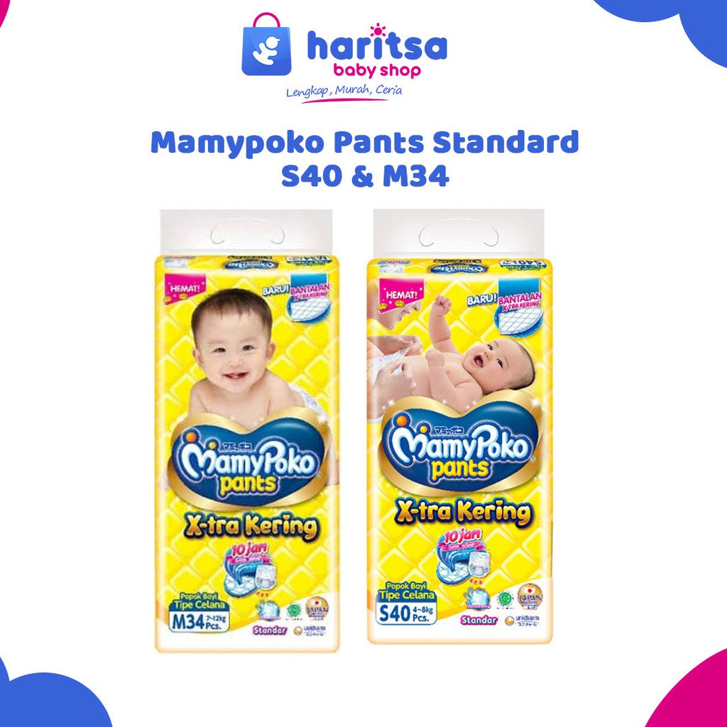 Mamypoko Diapers Popok X-tra Kering Lembut Standard S40 M34