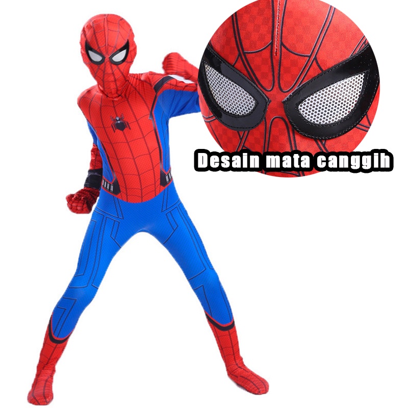 Voucher Shoee Halloween COS Amazing Spider-Man KOSTUM ANAK Jumpsuit + Topeng