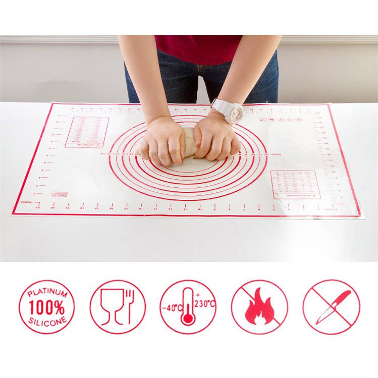Matras Alas Adonan Kue Tempat Adonan Silikon Kue Roti Pizza Martabak Dough Fondant Silicone Baking Mat Anti Lengket