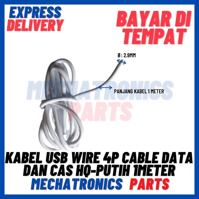 [DEV-9468] KABEL USB 4 CORE WIRE 4P CABLE DATA DAN CAS ISI 4PIN HQ-PUTIH 1METER