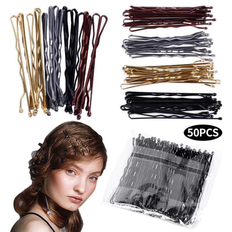 50pcs / Pak Jepit Rambut Bahan Metal Untuk Wanita