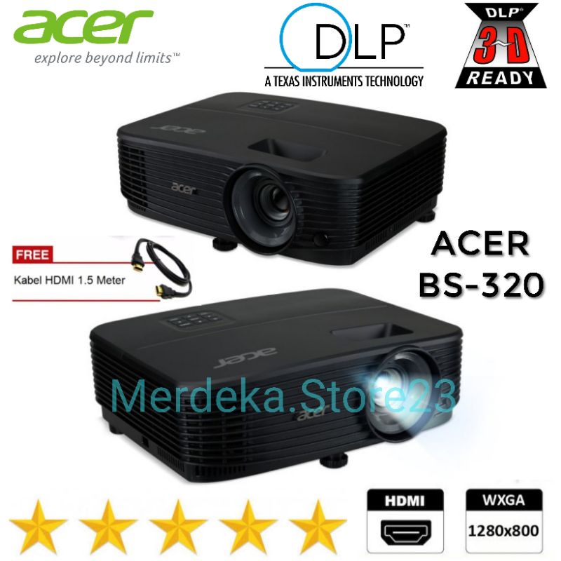 Proyektor Acer BS-320P WXGA DLP HDMI 4000 ANSILUMENS Projector Acer BS 320
