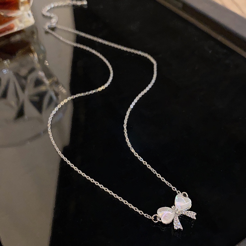 Kalung Choker Bahan Titanium steel Aksen Opal Untuk Wanita