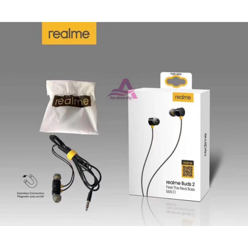 (M-A11) Headset Realme Extra Bass Stereo Earphone Realme 5 5i C2 C3 C11 C12 C15 C17 C20 C21 C25