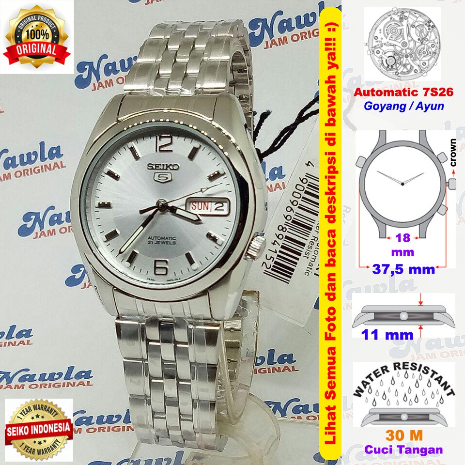 Seiko 5 SNK385K1 Automatic Silver Dial - Jam Tangan Pria SNK385