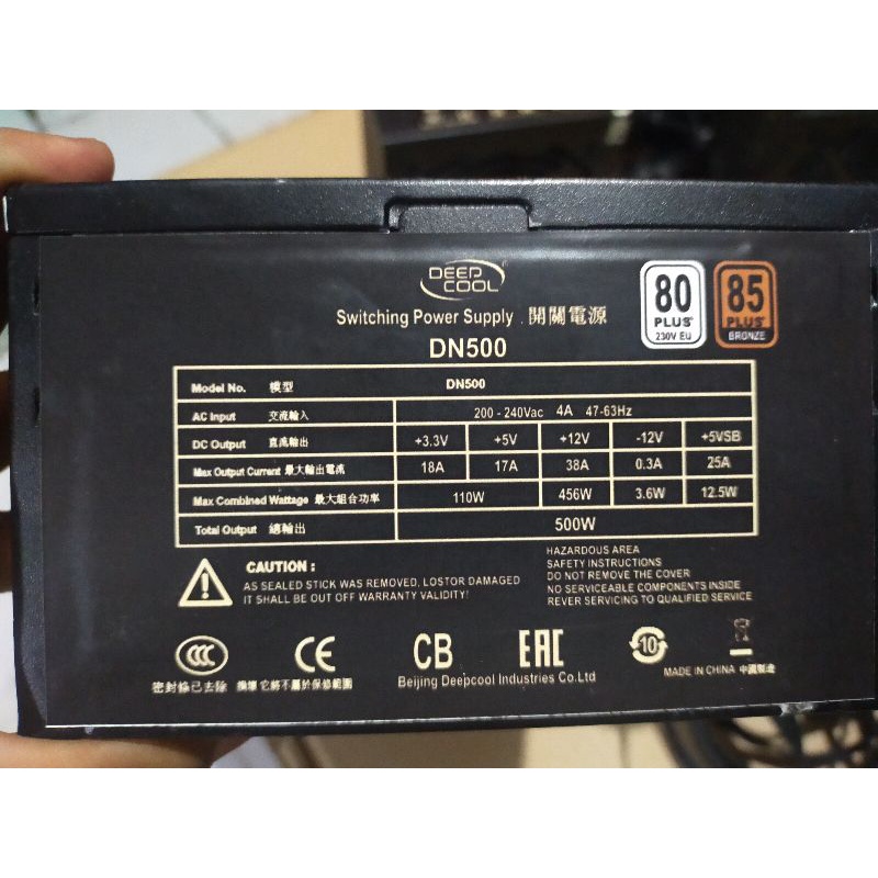 PSU/Power Supply 500W 80+ Hitam Kipas Besar 6 Pin vga