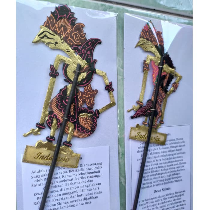 Jual SOUVENIR MINIATUR WAYANG KULIT RADEN ARJUNA DAN DEWI SRIKANDI MINI