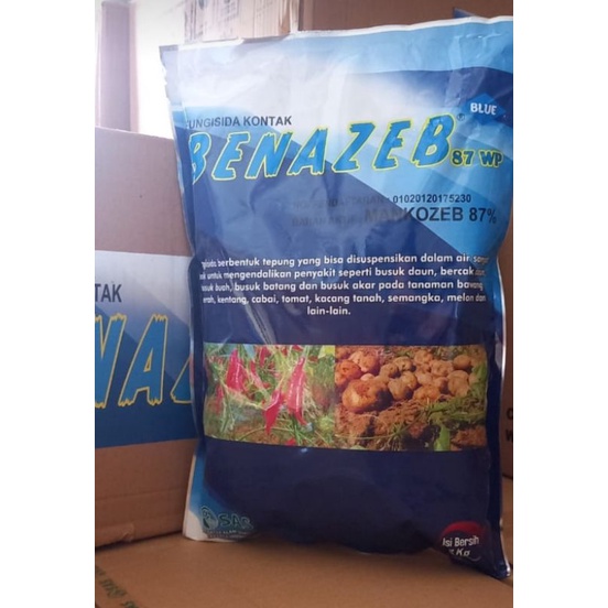 Fungisida Benazeb Blue 87wp Mancozeb Biru Kemasan 1kg Ampuh Atasi Bercak Jamur Patek Antraknosa Cacar