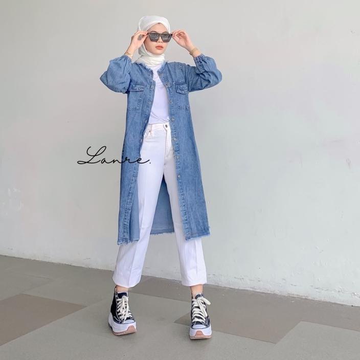 » LOFI LONG JAKET DENIM - jaket jeans panjang tunik jeans tunik denim jaket murah jaket jeans oversi