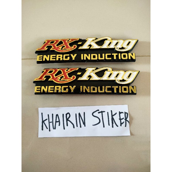 logo emblem plastik chrome timbul box cover aki RX-King merah
