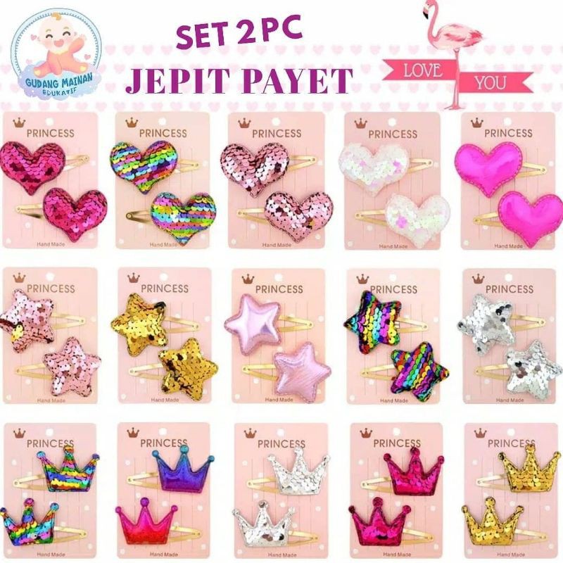 2in1 Jepit Anak Bayi Payet blink lucu import