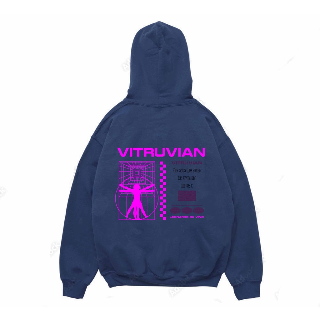 Hoodie Vitruvian Sweater Pria Fleece Size M - XXL