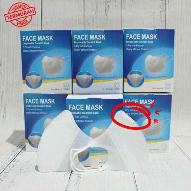 MASKER DUCKBILL MASKER 3 PLY FACEMASK MASKER DUCKBIL GARIS MIRIP SENSI EARLOOP 1 BOX ISI 50 PCS