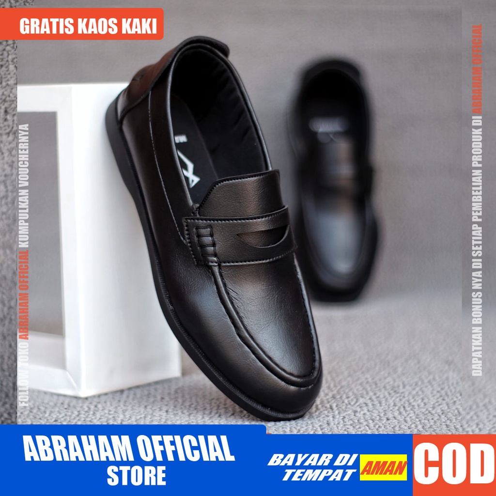 ABRHM PECCO Sepatu Formal Pria Pantofel  Kulit PU Sepatu Pria Casual Sepatu Kasual Cowok / Cowo Oxford Kerja Kantor Kuliah Kondangan Gaya Keren Kekinian Original Murah Terlaris