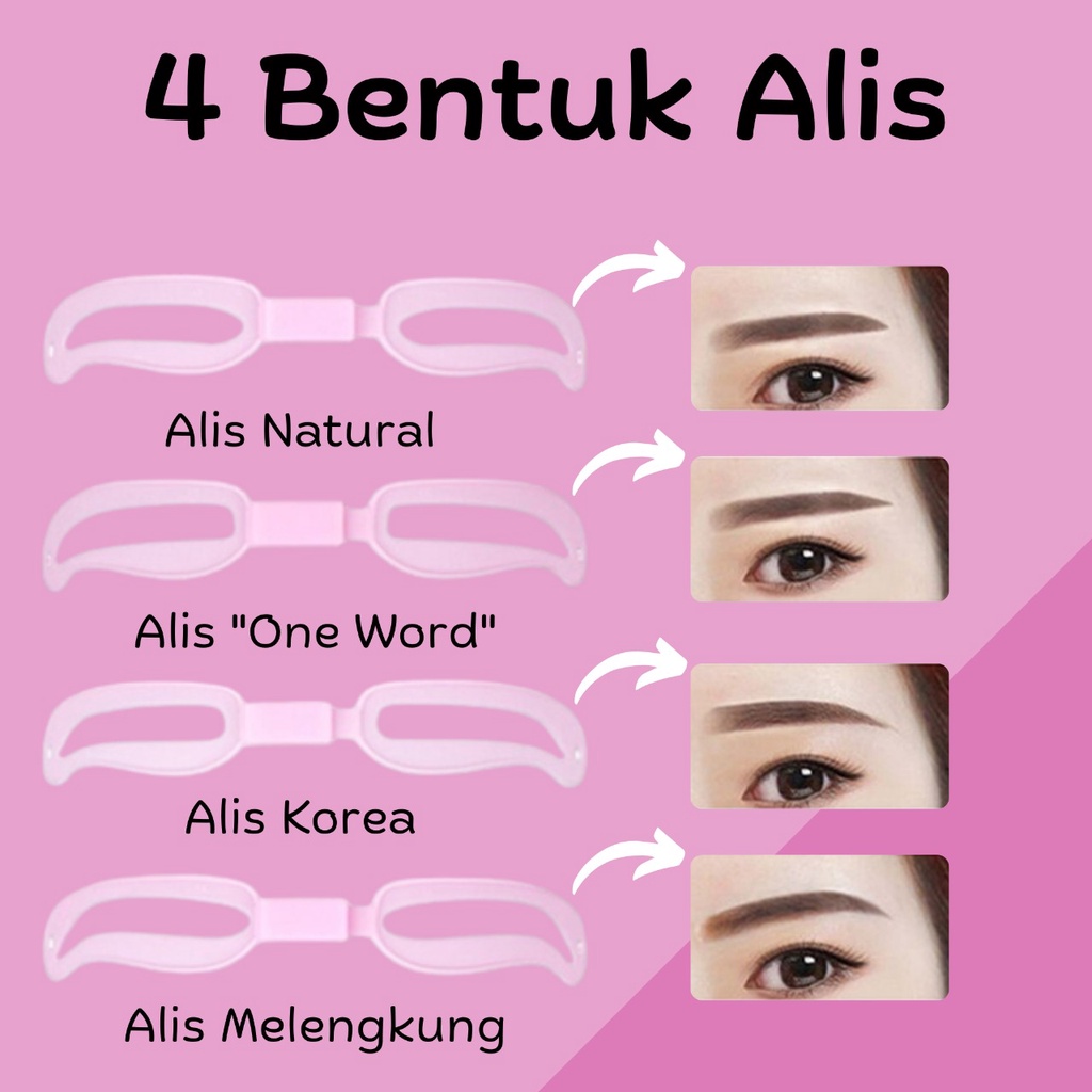 【HOTCOS 】Cetakan Alis Eyebrow Isi 4 Model Eyebrow Ruler Card Set 4 Pcs Cetakan Alis Card Dengan Tali