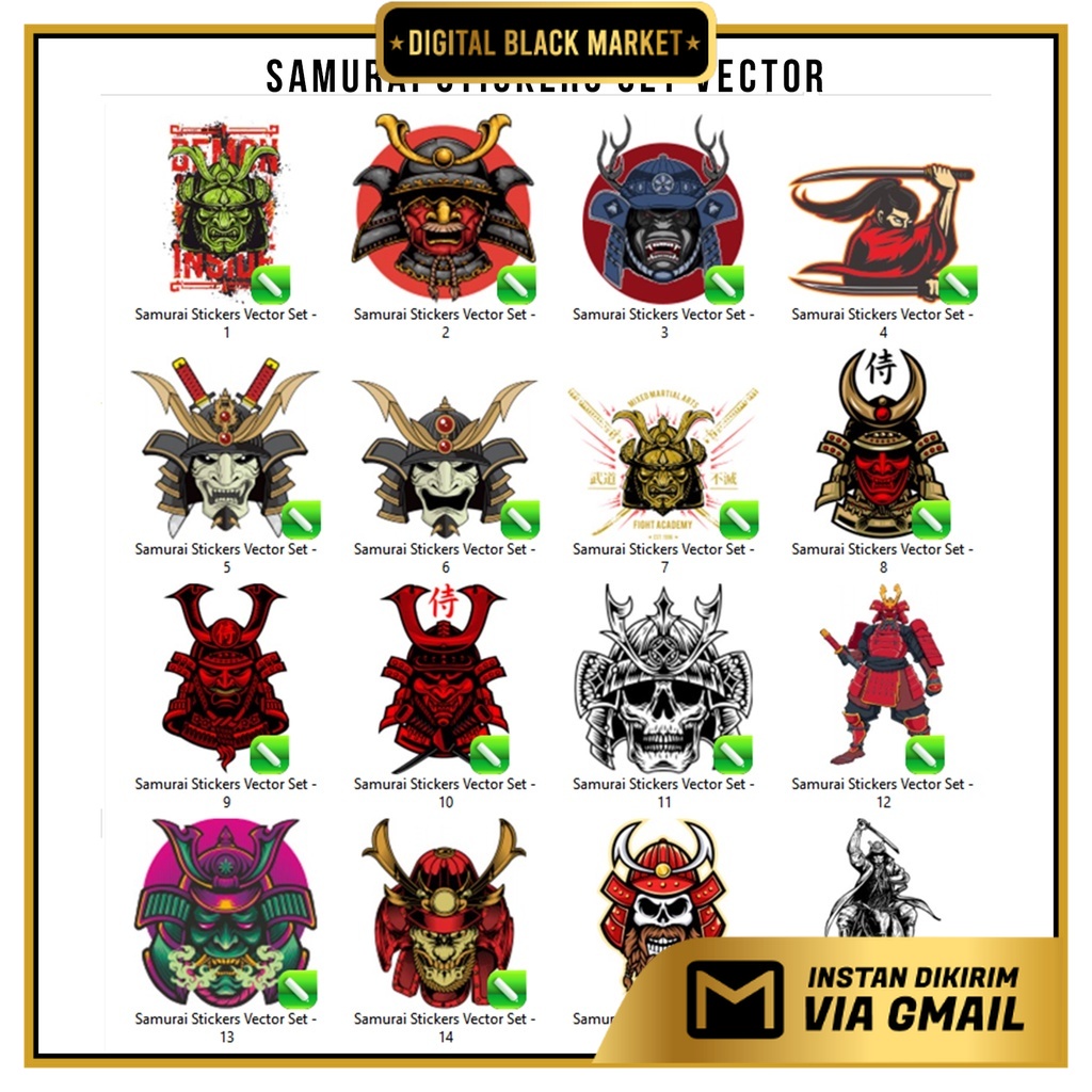 Samurai Stickers Set Vector For CorelDraw