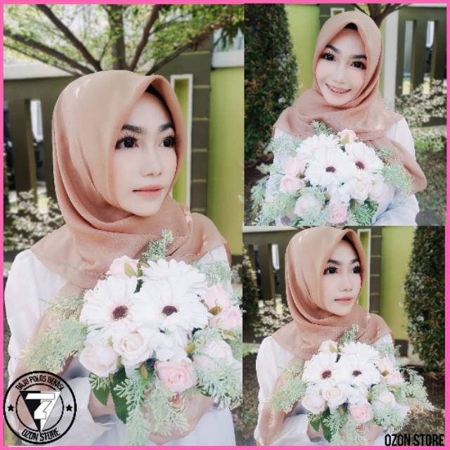 Kerudung Segi Empat Bella Square Hijab Jilbab Polycotton Daily Hijab Simple - COKLAT MUDA