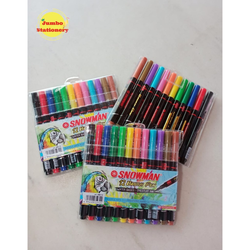 Spidol Brush Pen Snowman 12 Warna