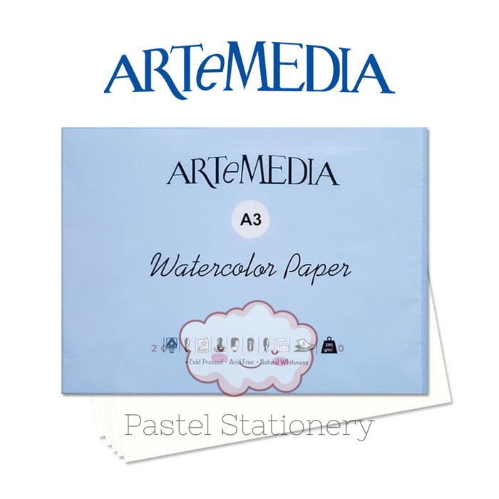 

Artemedia Watercolor Paper A3 200gr - Kertas Water Color Cat Air 200gsm Isi 5 Lembar