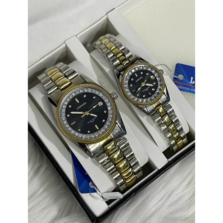 Jam Tangan Couple Pria/Wanita Leopard Original Tgl Aktif Strap Rantai LP-3250