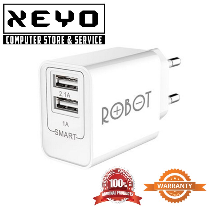 Vivan Adaptor Charger Robot RT-C04 Dual Output 2.1A - 1A USB Original