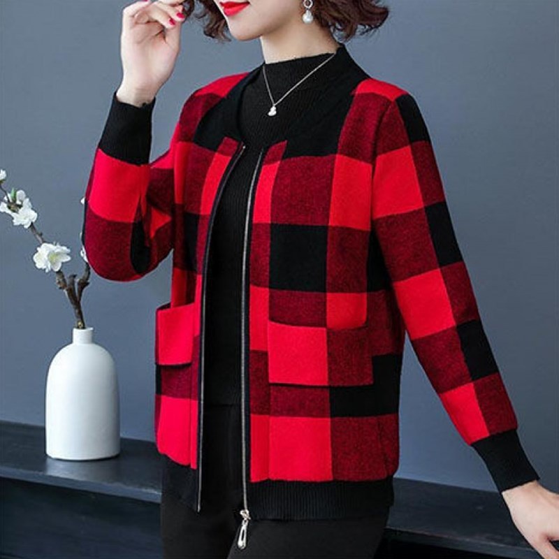 NEW Mantel Jaket Longgar Wanita Lengan Panjang Ritsleting Kotak Tops L-5XL