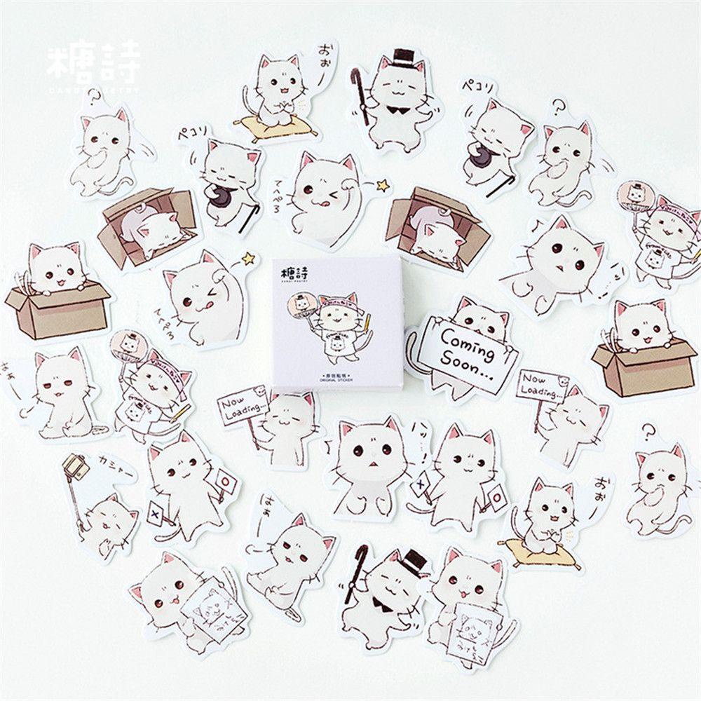 Stiker Alat Tulis Nanas Diary Sticker DIY Jurnal Stationery Flakes Cute Cat