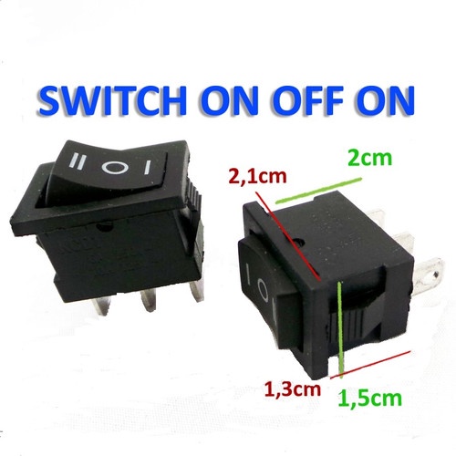 [5GRAM] Saklar 3 Pin On Off On / Rocker Switch Hitam tanpa lampu